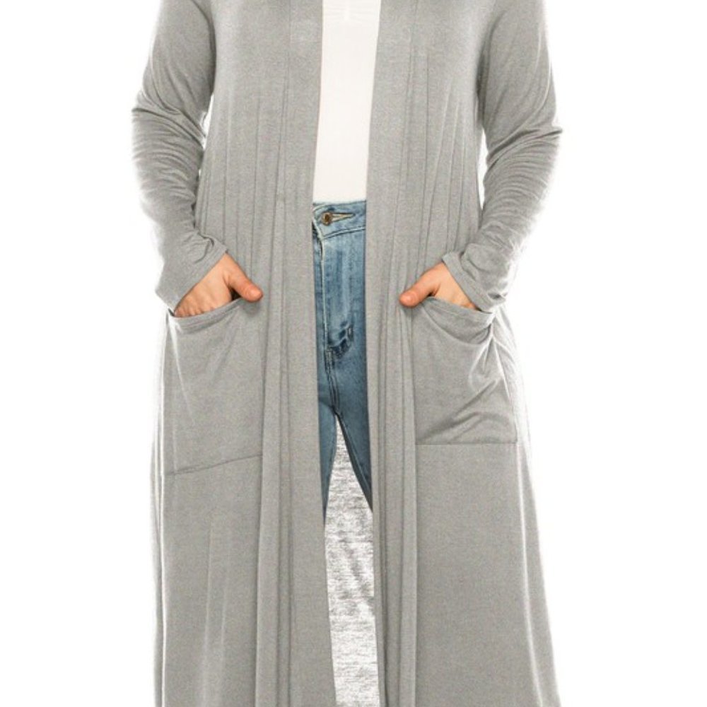 Plus size, solid duster cardigan - Picture 11 of 16